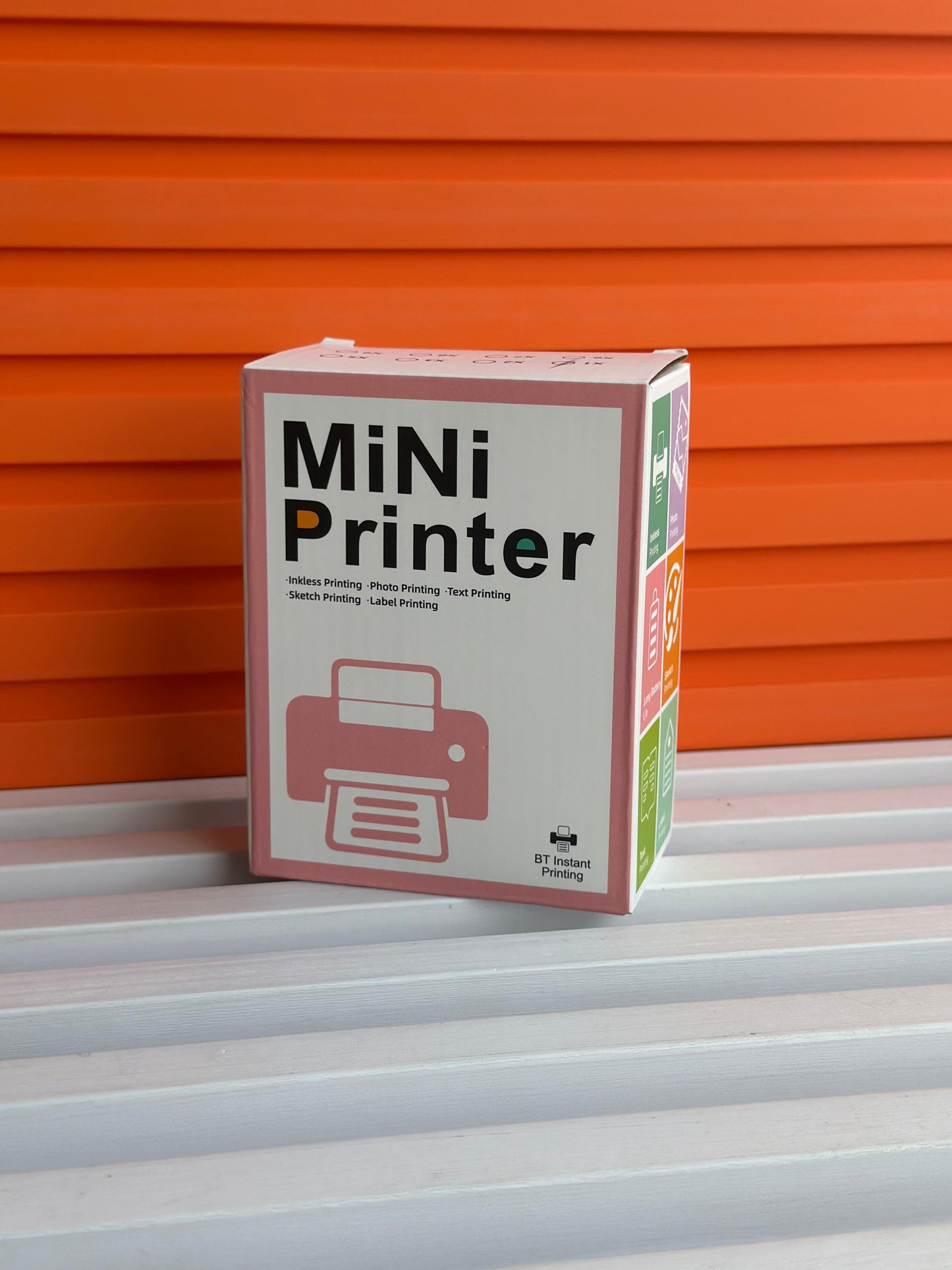 Mini Thermal Printer with 2 Rolls Paper Portable Phone Study Printer for Pictures, Photos Journals DIY Compatible with Phone