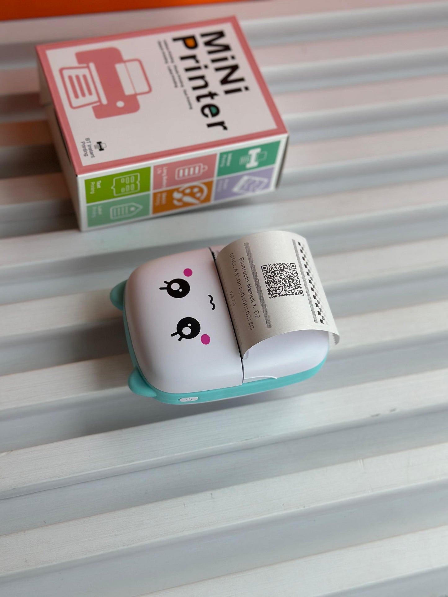 Mini Thermal Printer with 2 Rolls Paper Portable Phone Study Printer for Pictures, Photos Journals DIY Compatible with Phone