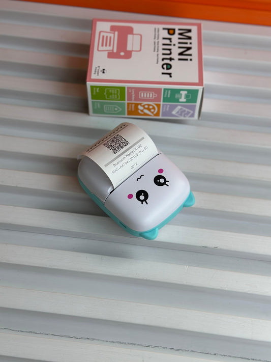 Mini Thermal Printer with 2 Rolls Paper Portable Phone Study Printer for Pictures, Photos Journals DIY Compatible with Phone