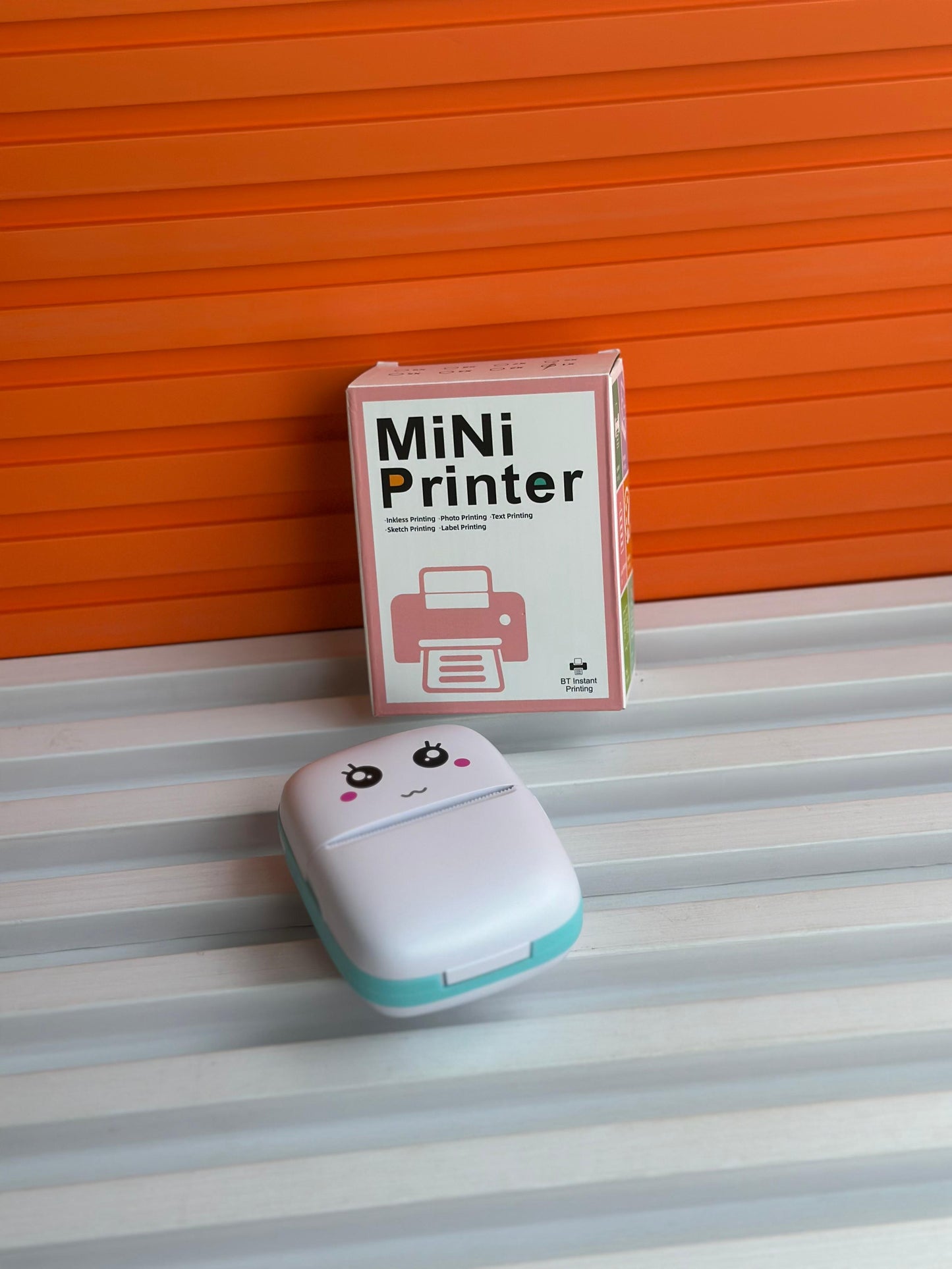 Mini Thermal Printer with 2 Rolls Paper Portable Phone Study Printer for Pictures, Photos Journals DIY Compatible with Phone