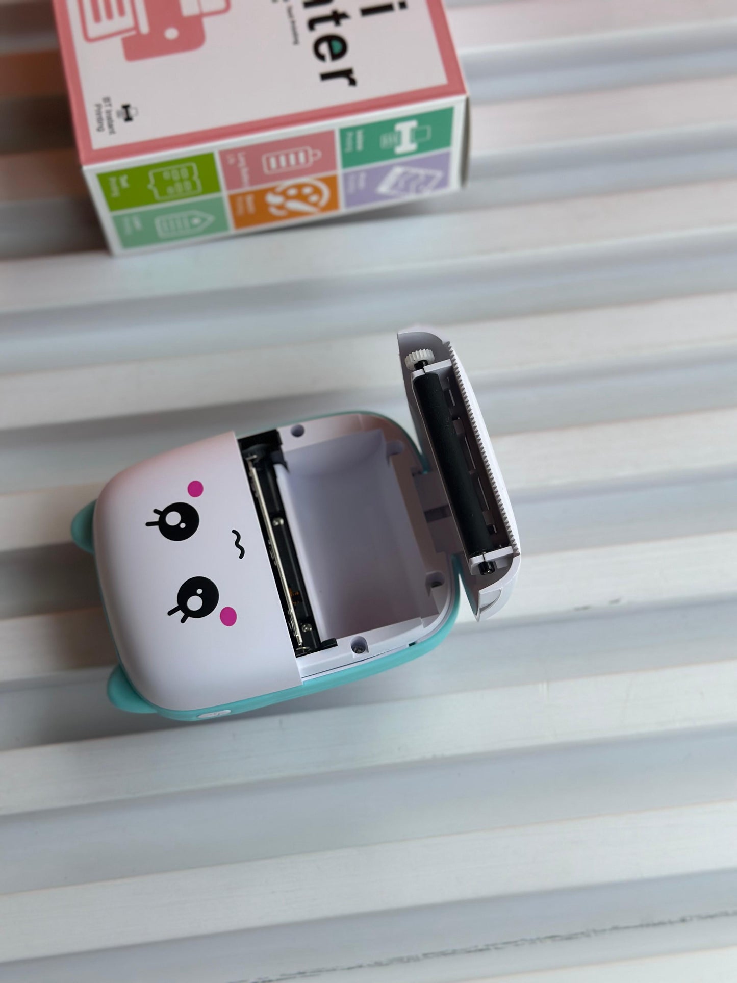 Mini Thermal Printer with 2 Rolls Paper Portable Phone Study Printer for Pictures, Photos Journals DIY Compatible with Phone