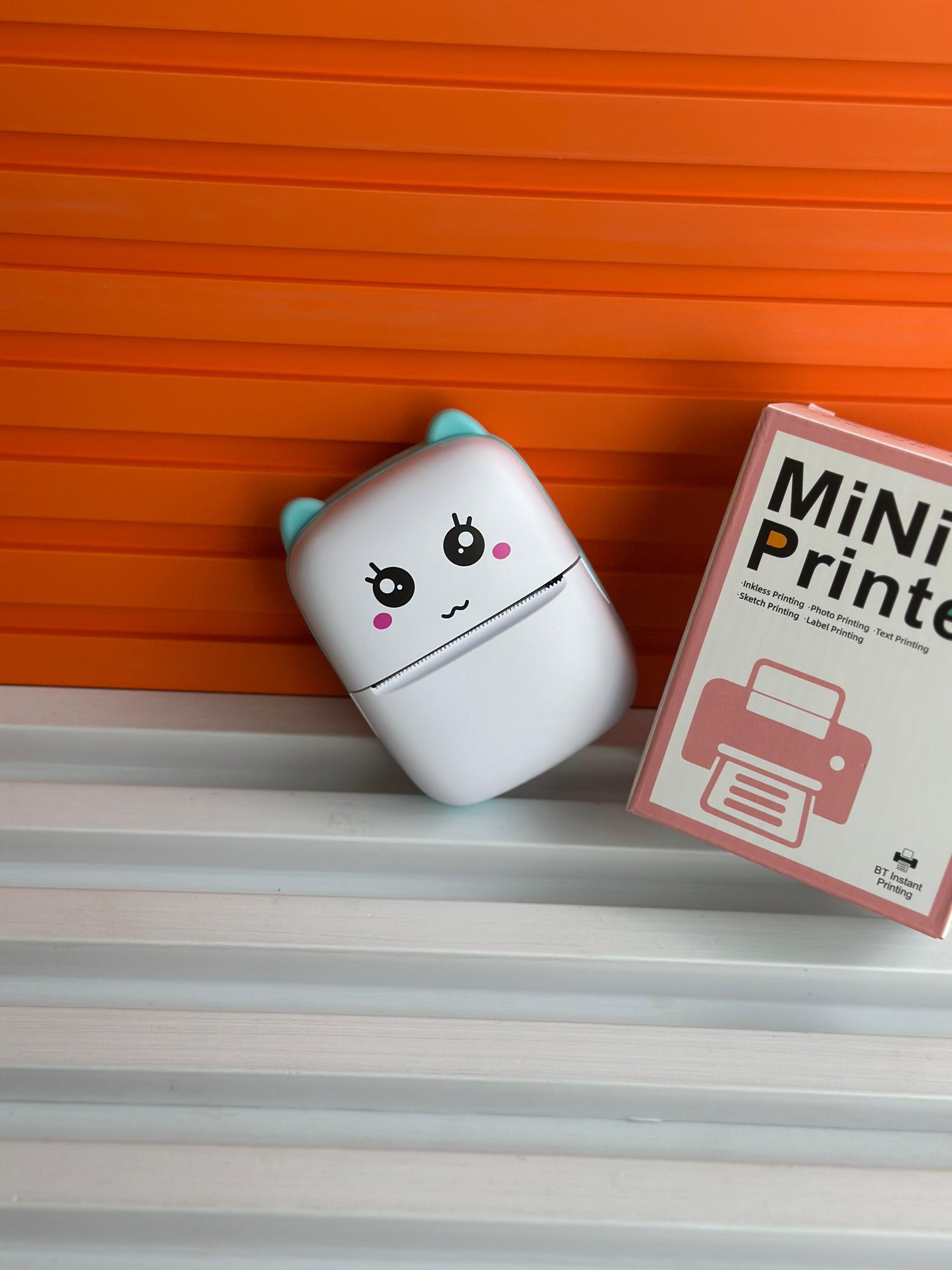 Mini Thermal Printer with 2 Rolls Paper Portable Phone Study Printer for Pictures, Photos Journals DIY Compatible with Phone